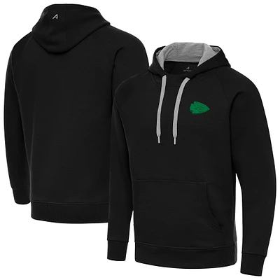 Men's Antigua Black Kansas City Chiefs St. Patrick's Day Victory Pullover Hoodie