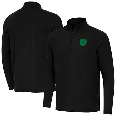 Men's Antigua  Black Las Vegas Raiders St Patrick Day Intent Quarter-Zip Pullover Top