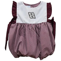 Girl's Infant Vive La Fete  Maroon Kyle Busch Gingham Bubble Dress