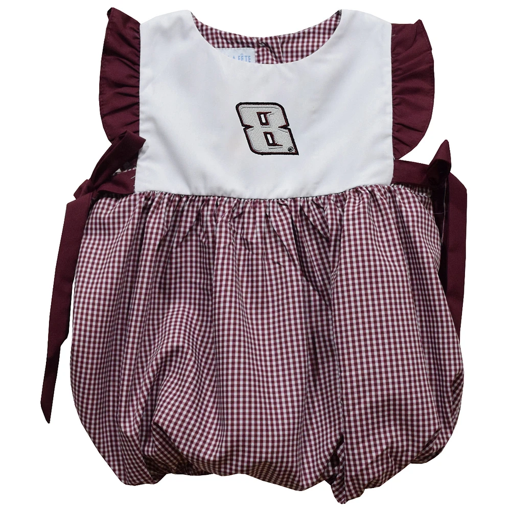 Girl's Infant Vive La Fete Maroon Kyle Busch Gingham Bubble Dress