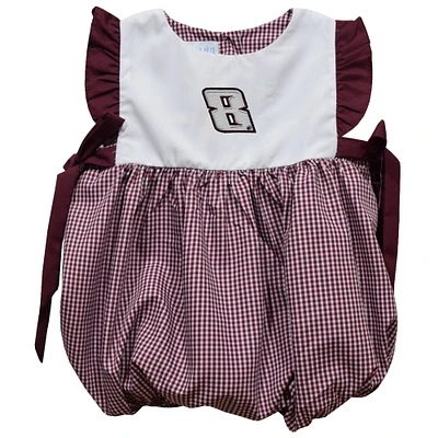 Girl's Infant Vive La Fete  Maroon Kyle Busch Gingham Bubble Dress