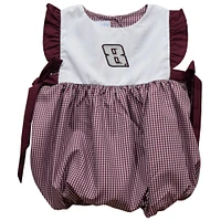 Girl's Infant Vive La Fete  Maroon Kyle Busch Gingham Bubble Dress