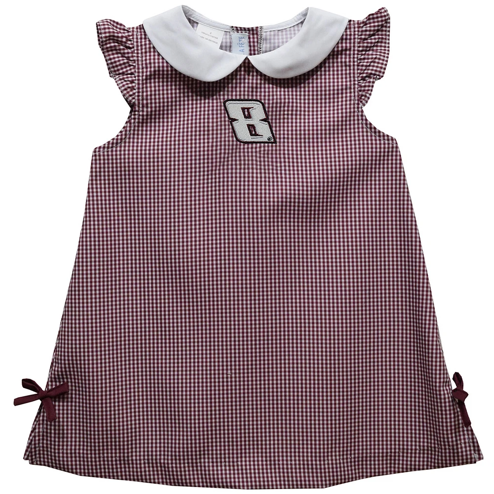 Girls Infant Vive La Fete Maroon Kyle Busch Mini Check A-Line Dress