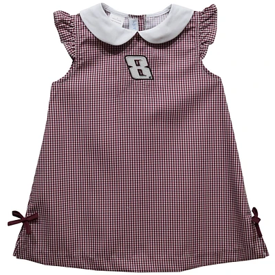 Girls Infant Vive La Fete  Maroon Kyle Busch Mini Check A-Line Dress