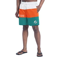 Men's G-III Sports by Carl Banks  Aqua/Orange Miami Dolphins Sunrise Volley Swim Shorts