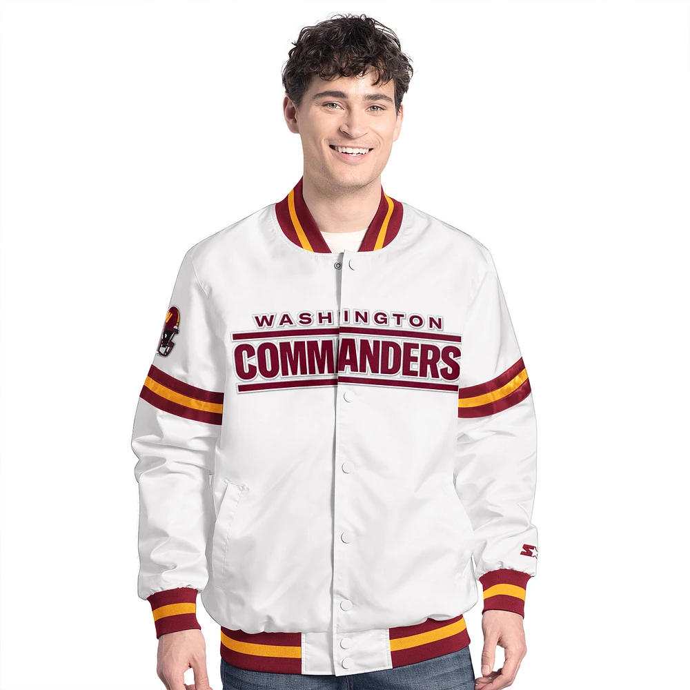 Men's Starter White Washington Commanders Scout Full-Snap Varsity Jacket