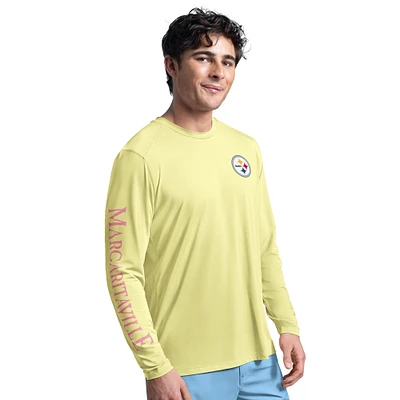 Men's G-III Sports by Carl Banks  Yellow Pittsburgh Steelers Margaritaville Rock Harbor Long Sleeve Rashguard Top