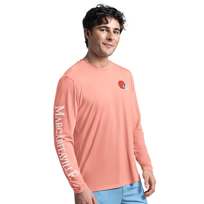 Men's G-III Sports by Carl Banks  Coral Cleveland Browns Margaritaville Rock Harbor Long Sleeve Rashguard Top