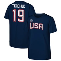 Youth Matthew Tkachuk Navy USA 2025 4 Nations Face-Off Player Name & Number T-Shirt