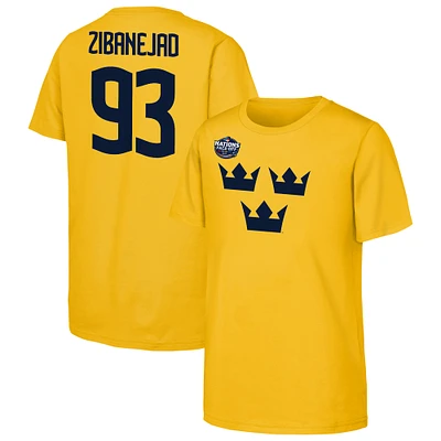 Youth Mika Zibanejad Gold Sweden 2025 4 Nations Face-Off Player Name & Number T-Shirt
