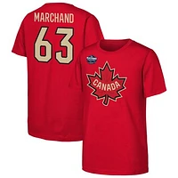 Youth Brad Marchand Red Canada 2025 4 Nations Face-Off Player Name & Number T-Shirt