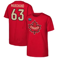 Youth Brad Marchand Red Canada 2025 4 Nations Face-Off Player Name & Number T-Shirt