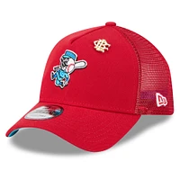 Men's New Era  Red Cincinnati Reds 2025 Big League Chew A-Frame 9FORTY Adjustable Trucker Hat