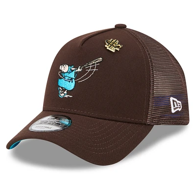 Men's New Era  Brown San Diego Padres 2025 Big League Chew A-Frame 9FORTY Adjustable Trucker Hat
