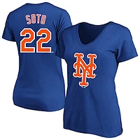 Women's Profile Juan Soto Royal New York Mets Plus Name & Number V-Neck T-Shirt