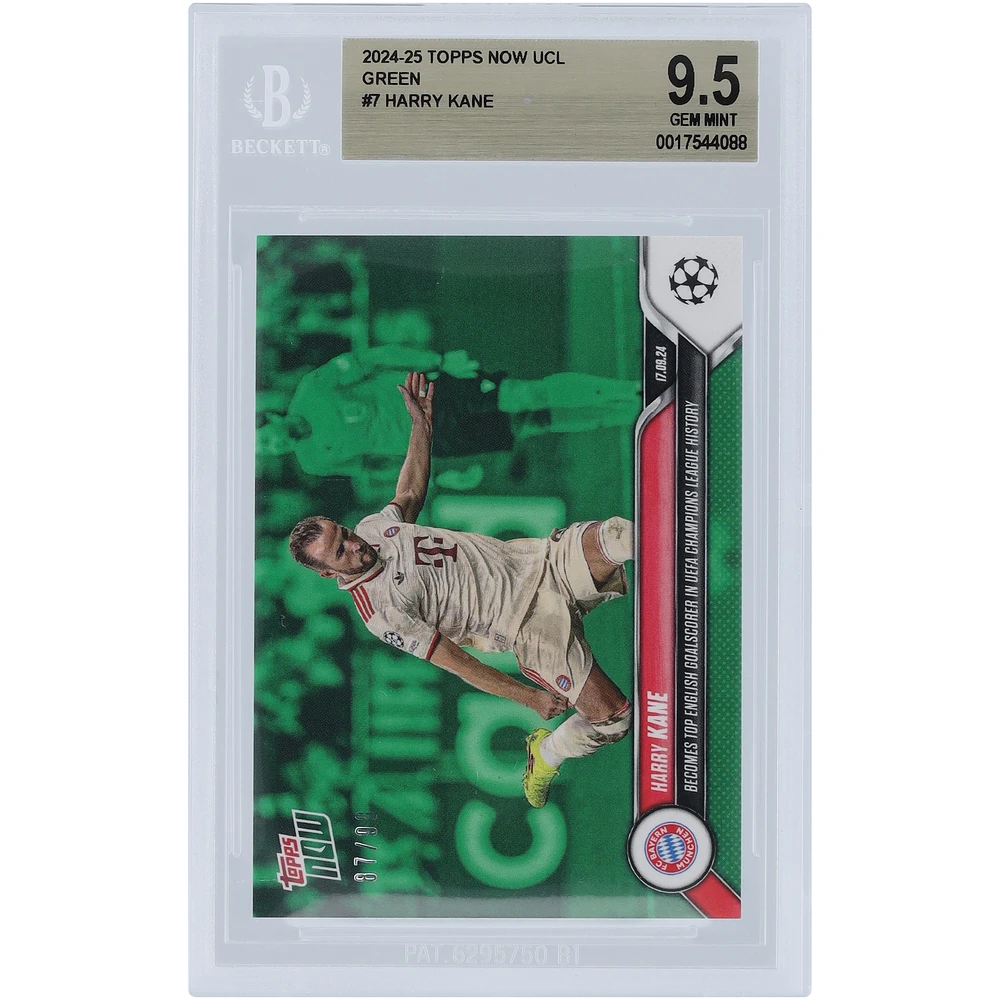 Harry Kane Bayern Munich 2024-25 Topps Now UCL Becomes Top English Goalscorer in UEFA Champions League History Green #7 #/99 BGS Authenticated 9.5 Card