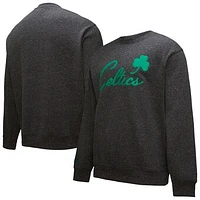 Men's Black Boston Celtics Hardwood Classics Blackout Collection Snow Washed Pullover Sweatshirt