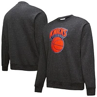 Men's Black New York Knicks Hardwood Classics Blackout Collection Snow Washed Pullover Sweatshirt