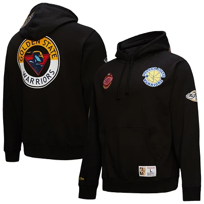 Men's Mitchell & Ness  Black Golden State Warriors Hardwood Classics Blackout Collection Pullover Hoodie