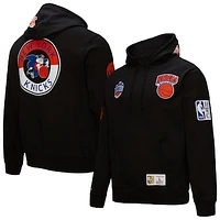 Men's Mitchell & Ness  Black New York Knicks Hardwood Classics Blackout Collection Pullover Hoodie