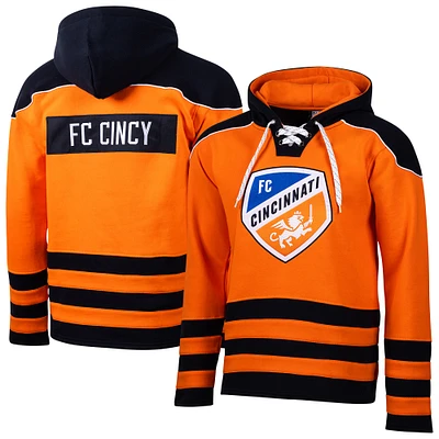 Men's Sport Design Sweden  Orange FC Cincinnati Hat Trick Hockey Pullover Hoodie