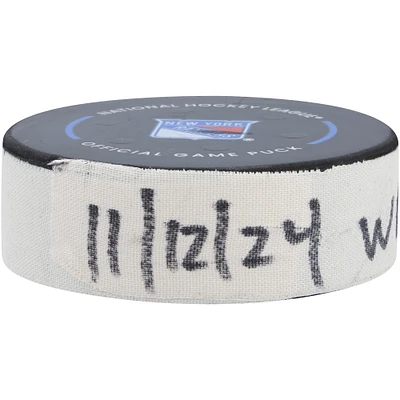 Gabriel Vilardi Winnipeg Jets Game-Used Goal Puck from November 12, 2024 vs. New York Rangers