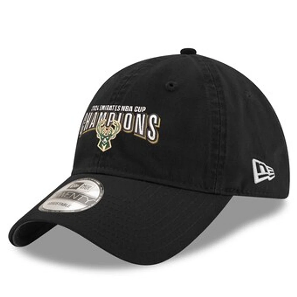 Men's New Era Black Milwaukee Bucks 2024 NBA Cup Champions 9TWENTY Adjustable Hat