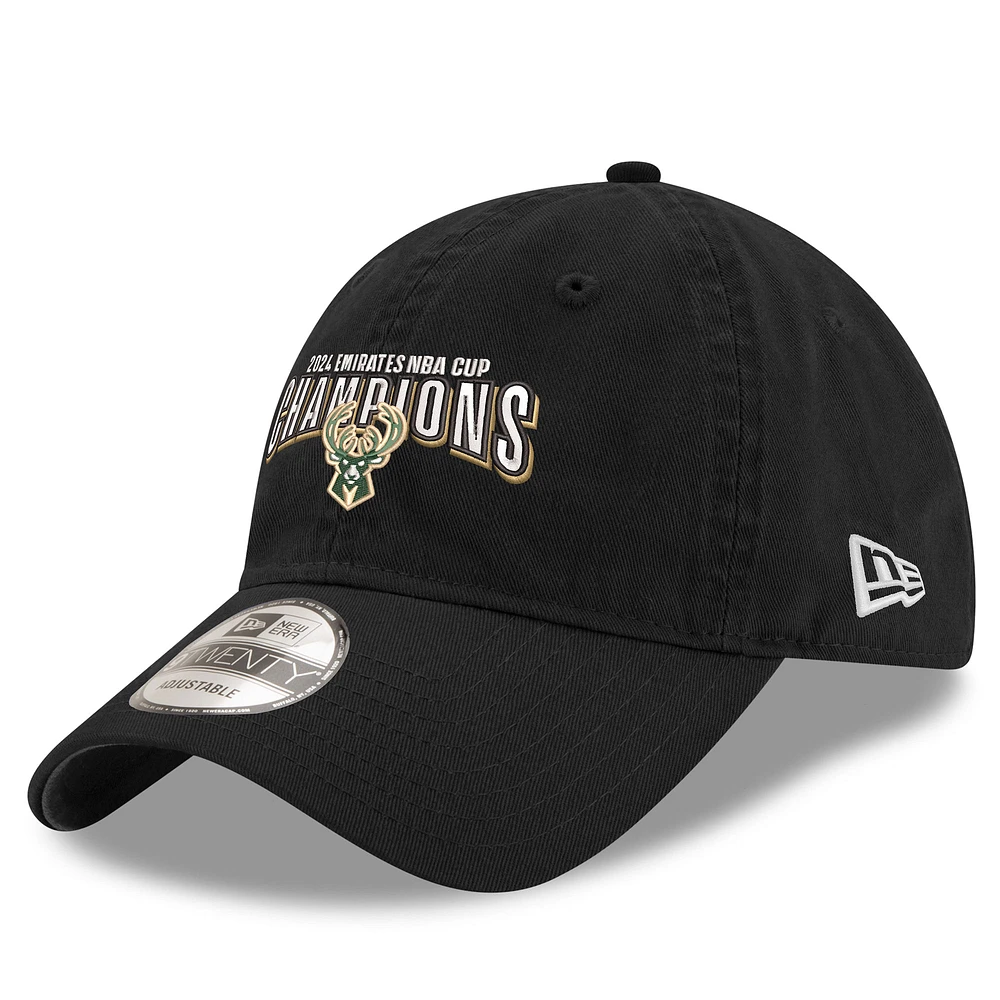 Men's New Era Black Milwaukee Bucks 2024 NBA Cup Champions 9TWENTY Adjustable Hat