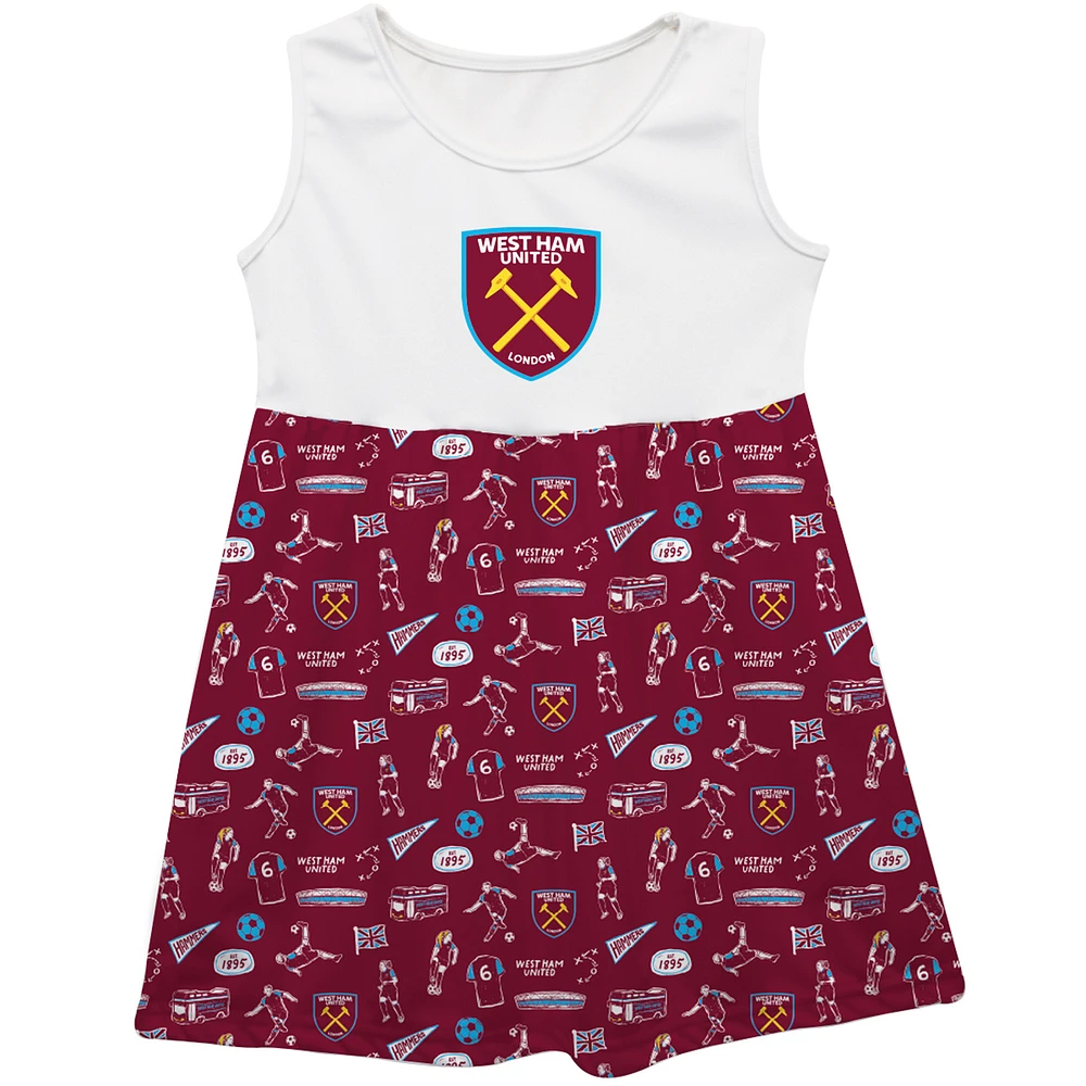 Girls Infant Vive La Fete Claret West Ham United Impressions Artwork Tank Top Dress