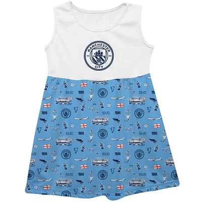 Girls Infant Vive La Fete Sky Blue Manchester City Impressions Artwork Tank Top Dress
