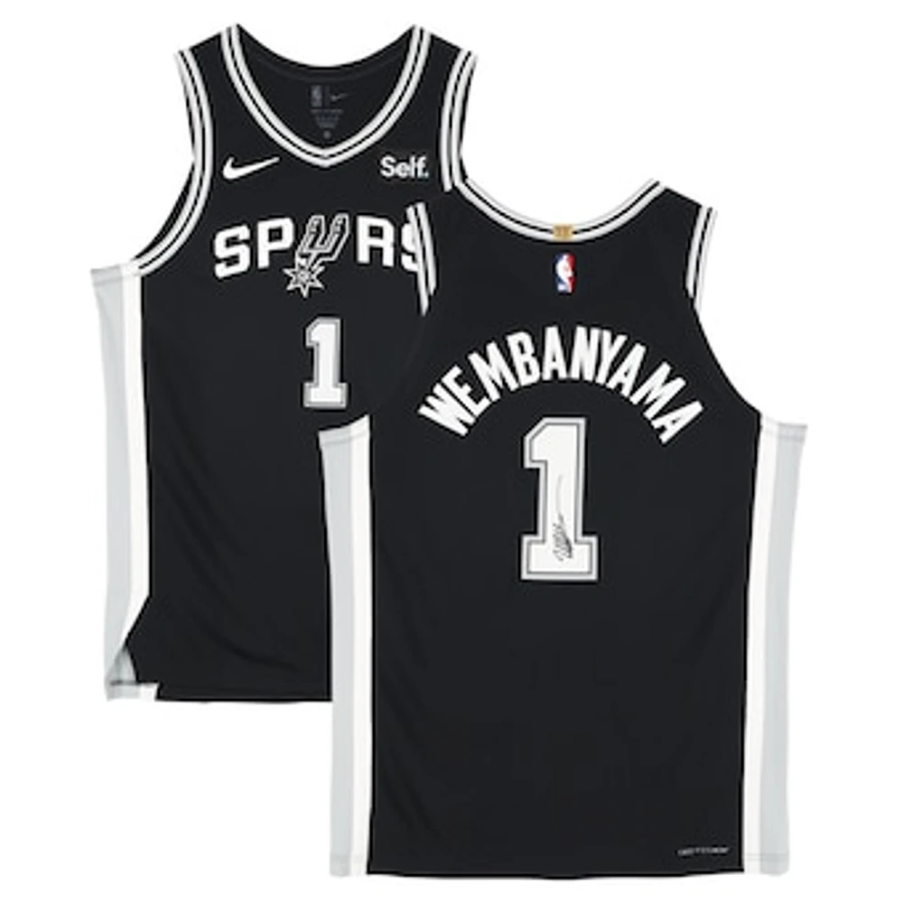 Victor Wembanyama San Antonio Spurs Autographed Nike Black Icon Edition Authentic Jersey with Sponsor Patch