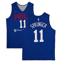 Jaden Springer Philadelphia 76ers Practice-Used #11 Royal/Gray Nike Reversible Jersey from the 2023-24 NBA Season - Size L