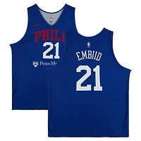 Joel Embiid Philadelphia 76ers Practice-Used #21 Royal/Gray Nike Reversible Jersey from the 2023-24 NBA Season - Size 2XLT