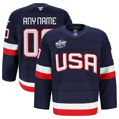 Men's Fanatics  Navy USA 2025 4 Nations Face-Off Authentic Pro Custom Jersey