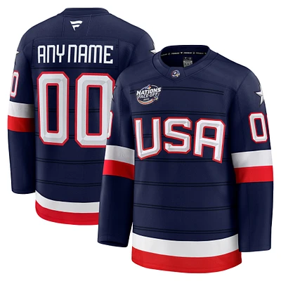 Men's Fanatics  Navy USA 2025 4 Nations Face-Off Premium Custom Jersey