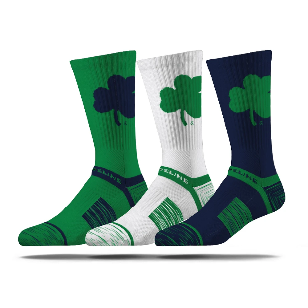 Unisex Strideline White Notre Dame Fighting Irish Premium Knit Crew Socks Three-Pack