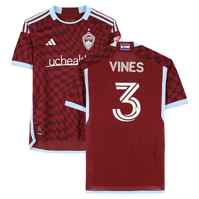 Sam Vines Colorado Rapids Autographed Match-Used #3 Maroon adidas Jersey from the 2024 MLS Season - Size M