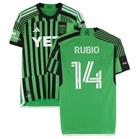 Diego Rubio Austin FC Autographed Match-Used #14 Green adidas Jersey from the 2024 MLS Season - Size M