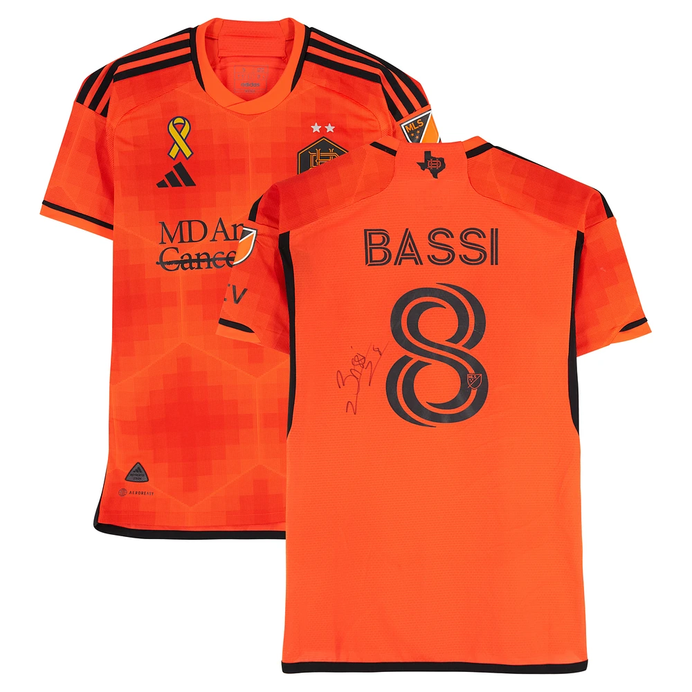 Amine Bassi Houston Dynamo FC Autographed Match-Used #8 Orange adidas Jersey from the 2024 MLS Season - Size S