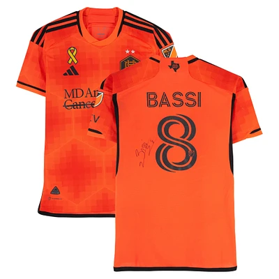 Amine Bassi Houston Dynamo FC Autographed Match-Used #8 Orange adidas Jersey from the 2024 MLS Season - Size S
