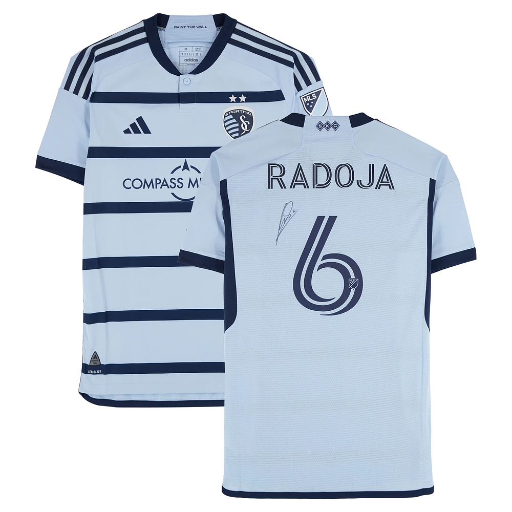 Nemanja Radoja Sporting Kansas City Autographed Match-Used #6 Blue adidas Jersey from the 2024 MLS Season - Size M