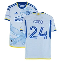 Noah Cobb Atlanta United FC Autographed Match-Used #24 Blue adidas Jersey from the 2024 MLS Season - Size M