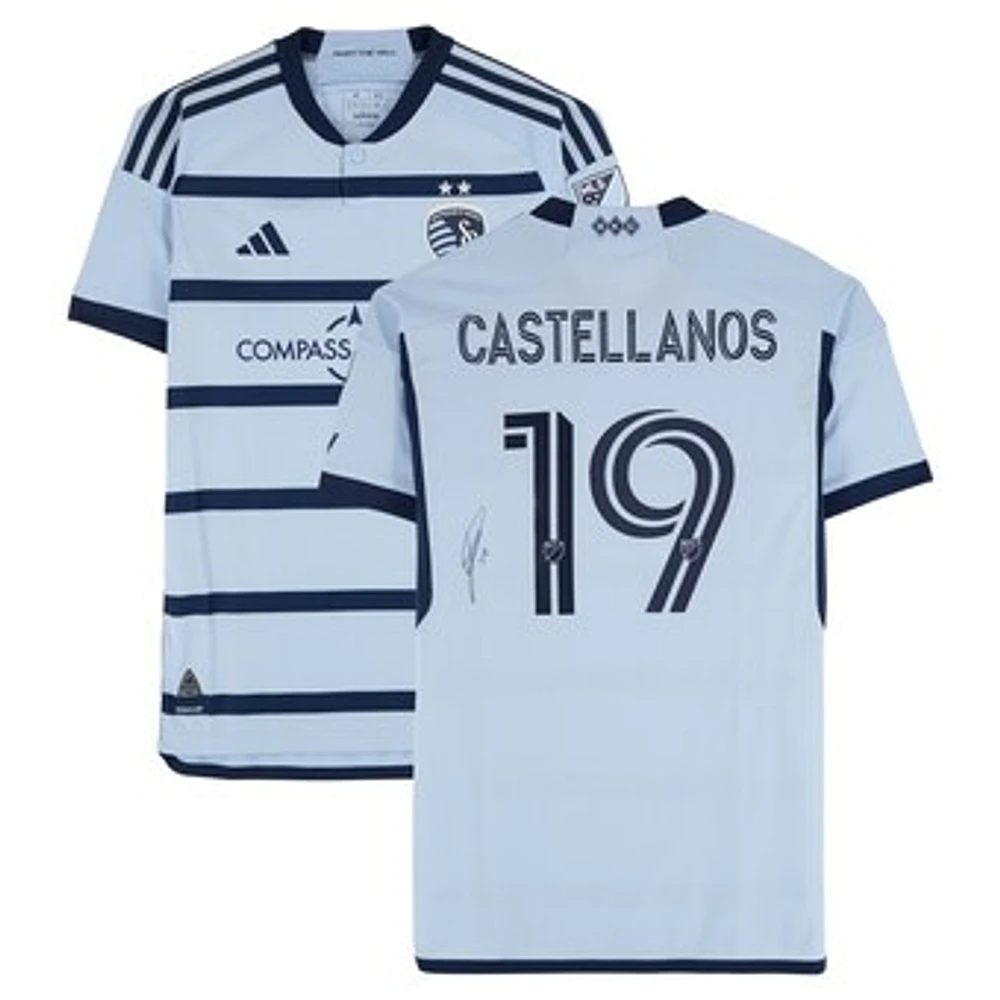 Robert Castellanos Sporting Kansas City Autographed Match-Used #19 Blue adidas Jersey from the 2024 MLS Season - Size M