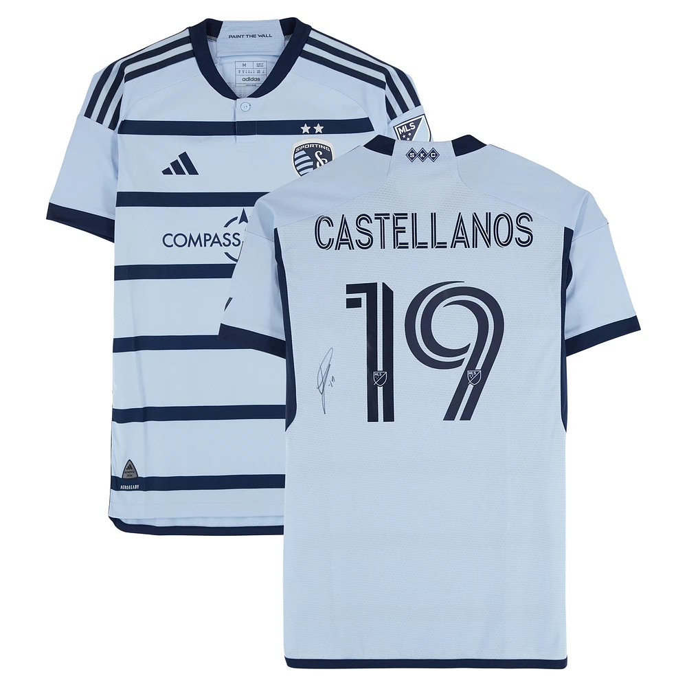 Robert Castellanos Sporting Kansas City Autographed Match-Used #19 Blue adidas Jersey from the 2024 MLS Season - Size M