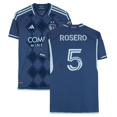 Daniel Rosero Sporting Kansas City Autographed Match-Used #5 Navy adidas Jersey from the 2024 MLS Season - Size L