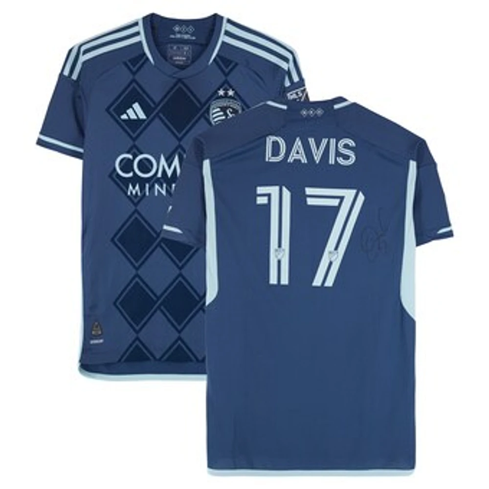 Jake Davis Sporting Kansas City Autographed Match-Used #17 Navy adidas Jersey from the 2024 MLS Season - Size M