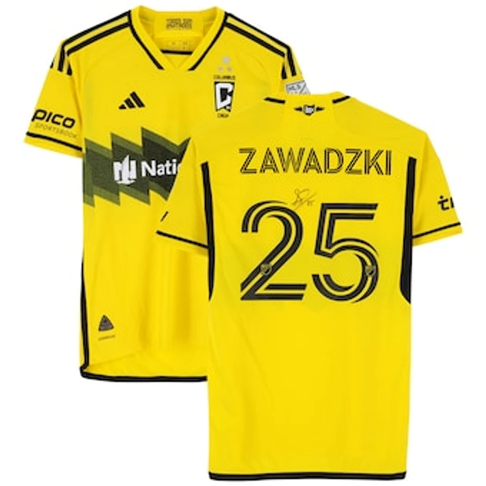 Sean Zawadzki Columbus Crew Autographed Match-Used #25 Yellow adidas Jersey from the 2024 MLS Season - Size M