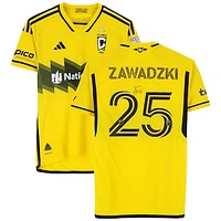 Sean Zawadzki Columbus Crew Autographed Match-Used #25 Yellow adidas Jersey from the 2024 MLS Season - Size M