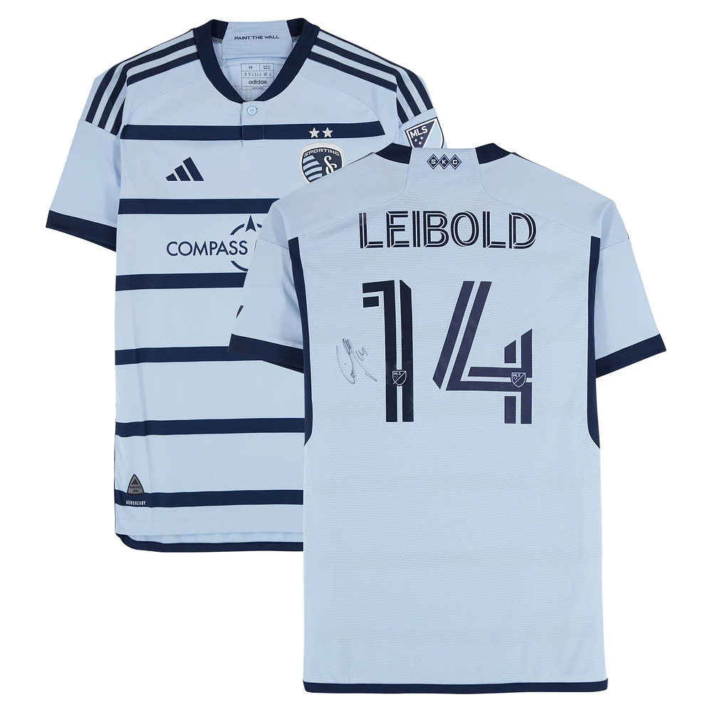 Tim Leibold Sporting Kansas City Autographed Match-Used #14 Blue adidas Jersey from the 2024 MLS Season - Size M