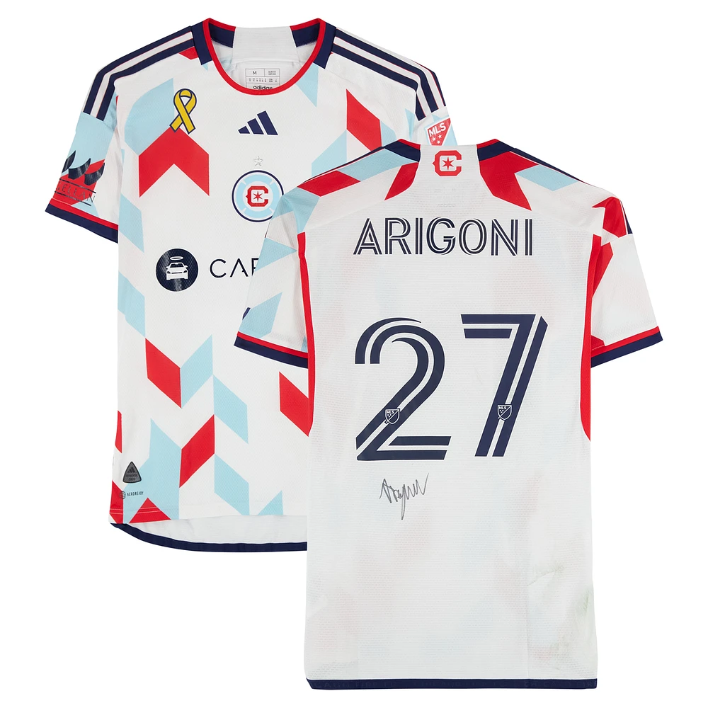 Allan Arigoni Chicago Fire Autographed Match-Used #27 White adidas Jersey from the 2024 MLS Season - Size M